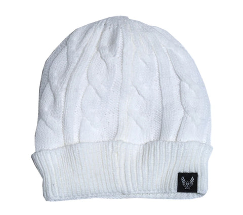 White knit beanie